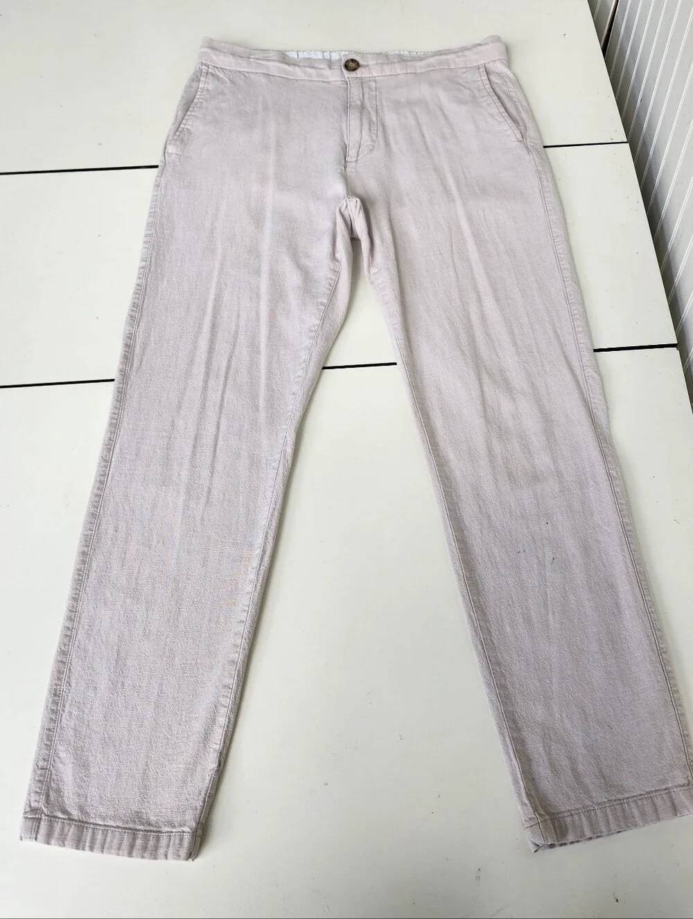 Old Navy Mens M Beige Linen Blend Drawstring Pants 28 Inseam Coastal Resort